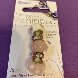 Darice Mix & Mingle 5-Pc Pink Glass & Metal Charms